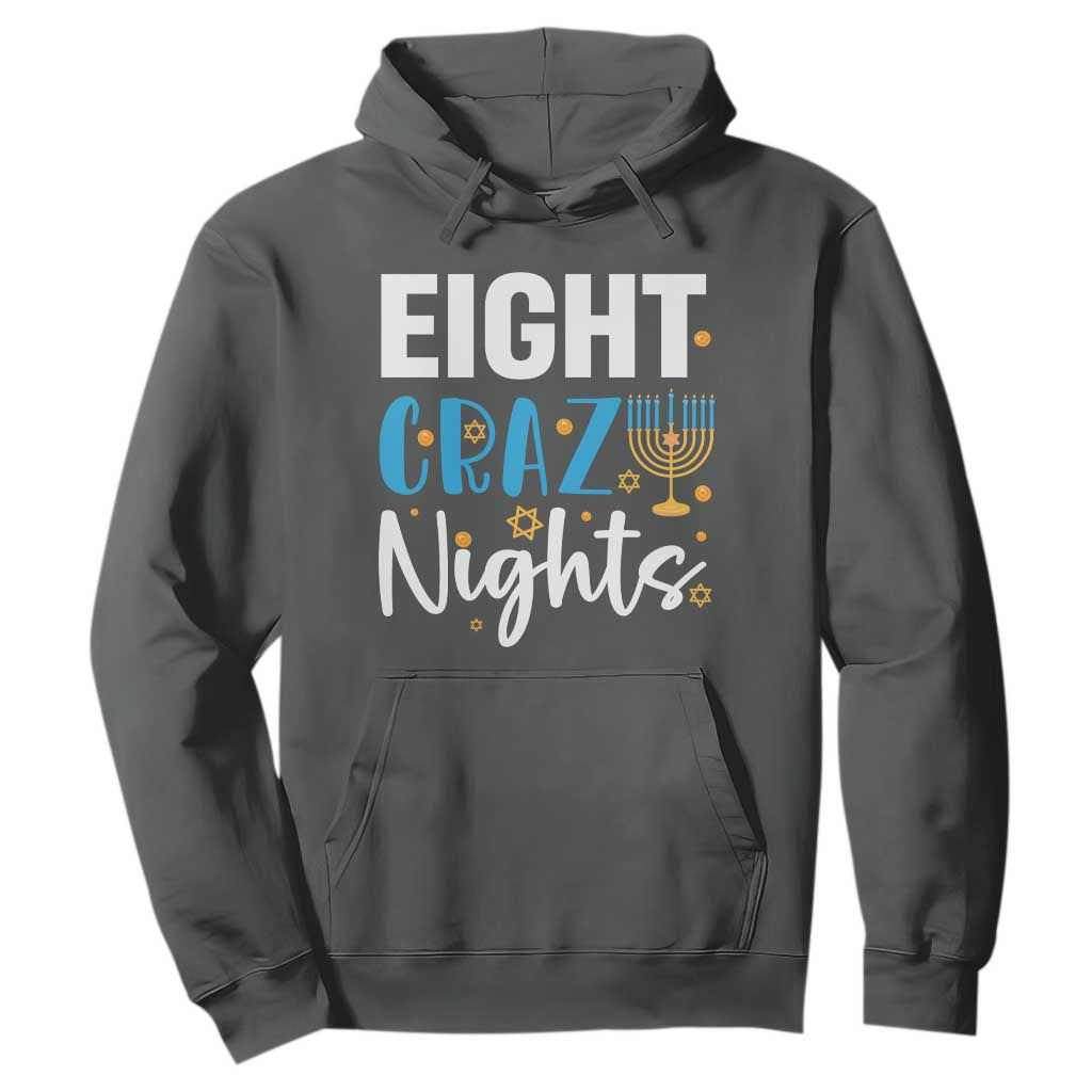 Funny Hanukkah Eight Crazy Nights Hoodie Menorah David Stars TS11 Dark Heather Print Your Wear