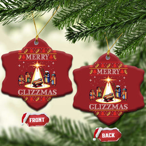 Funny Merry Glizzmas Christmas Ornament Hot Dog Xmas Nativity Scene TS11 Snow Flake Red Print Your Wear