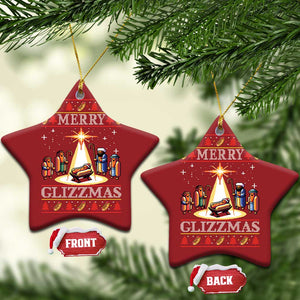 Funny Merry Glizzmas Christmas Ornament Hot Dog Xmas Nativity Scene TS11 Star Red Print Your Wear