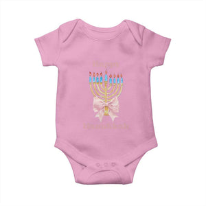 Happy Hanukkah Coquette Baby Onesie Cute Menorah Pink Bow TS11 Light Pink Print Your Wear