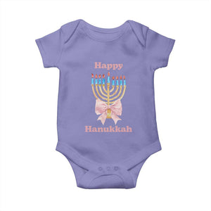 Happy Hanukkah Coquette Baby Onesie Cute Menorah Pink Bow TS11 Violet Print Your Wear