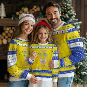 Happy Chanukah Coquette Hanukkah Ugly Sweater Cute Menorah Pink Bow TS11 Gold Royal Blue Print Your Wear