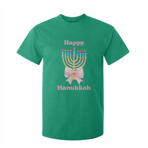 Happy Hanukkah Coquette T Shirt For Kid Cute Menorah Pink Bow TS11 Irish Green Print Your Wear