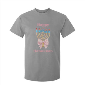 Happy Hanukkah Coquette T Shirt For Kid Cute Menorah Pink Bow TS11 Sport Gray Print Your Wear