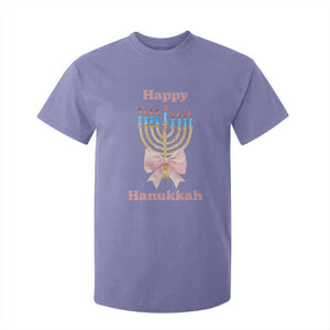 Happy Hanukkah Coquette T Shirt For Kid Cute Menorah Pink Bow TS11 Violet Print Your Wear