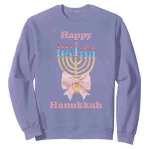 Happy Hanukkah Coquette Sweatshirt Cute Menorah Pink Bow TS11 Violet Print Your Wear
