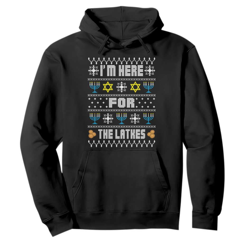 Funny Hanukkah Hoodie I'm Here For The Latkes Menorah TS11 Black Print Your Wear