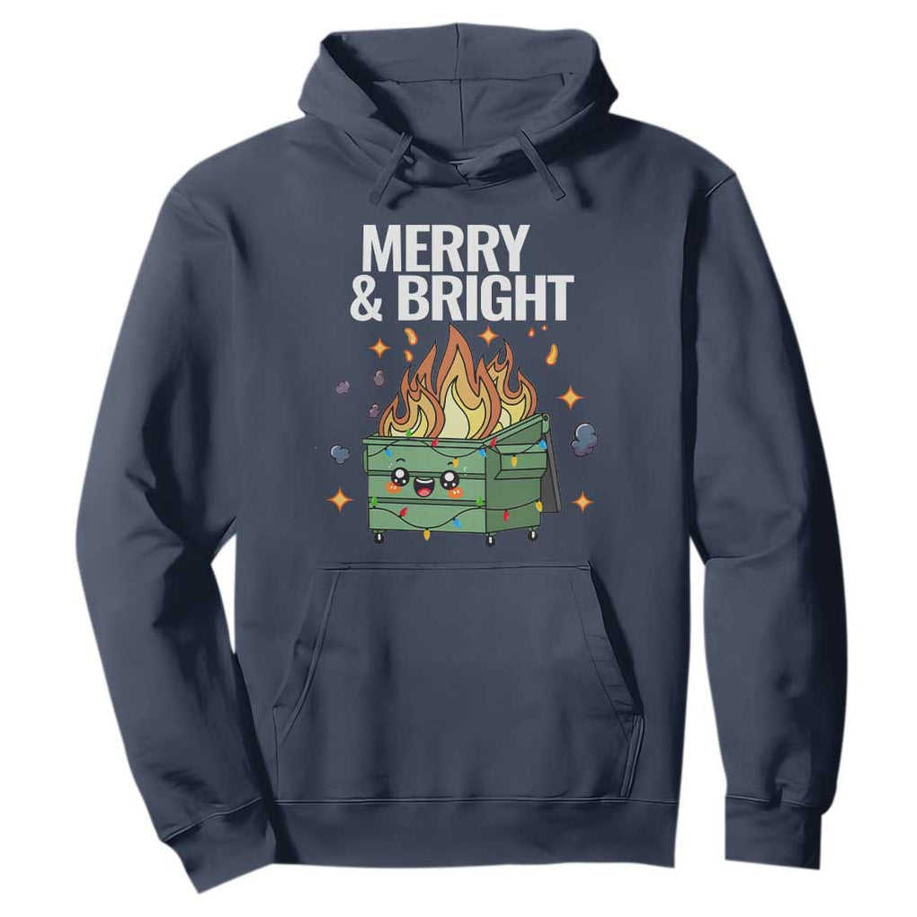 Funny Lil Fire Dumpster Christmas Hoodie Merry And Bright Xmas Led Lights TS11 Navy Print Your Wear