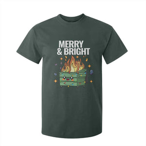 Funny Lil Fire Dumpster Christmas T Shirt For Kid Merry And Bright Xmas Led Lights TS11 Dark Forest Green Print Your Wear