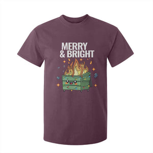 Funny Lil Fire Dumpster Christmas T Shirt For Kid Merry And Bright Xmas Led Lights TS11 Maroon Print Your Wear