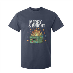 Funny Lil Fire Dumpster Christmas T Shirt For Kid Merry And Bright Xmas Led Lights TS11 Navy Print Your Wear