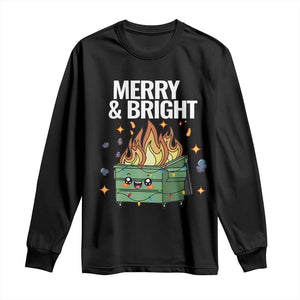 Funny Lil Fire Dumpster Christmas Long Sleeve Shirt Merry And Bright Xmas Led Lights TS11 Black Print Your Wear