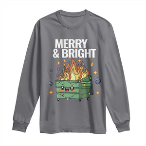 Funny Lil Fire Dumpster Christmas Long Sleeve Shirt Merry And Bright Xmas Led Lights TS11 Charcoal Print Your Wear