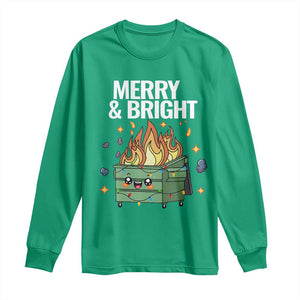 Funny Lil Fire Dumpster Christmas Long Sleeve Shirt Merry And Bright Xmas Led Lights TS11 Irish Green Print Your Wear