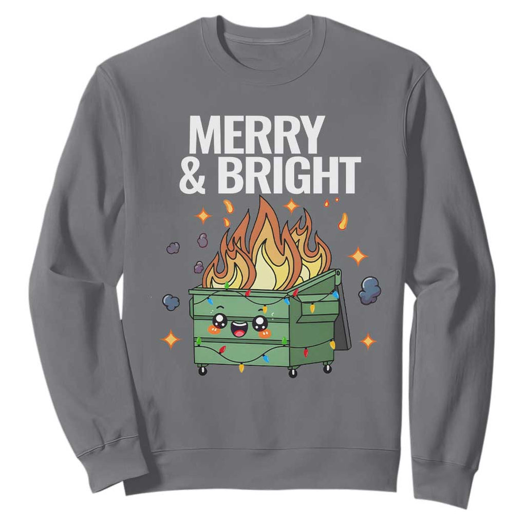 Funny Lil Fire Dumpster Christmas Sweatshirt Merry And Bright Xmas Led Lights TS11 Charcoal Print Your Wear