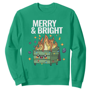 Funny Lil Fire Dumpster Christmas Sweatshirt Merry And Bright Xmas Led Lights TS11 Irish Green Print Your Wear