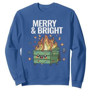 Funny Lil Fire Dumpster Christmas Sweatshirt Merry And Bright Xmas Led Lights TS11 Royal Blue Print Your Wear