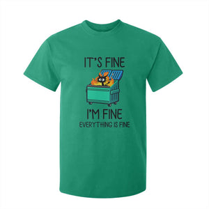 Funny It's Fine I'm Everything Is Fine T Shirt For Kid Black Cat Lil Dumpster Fire TS11 Irish Green Print Your Wear