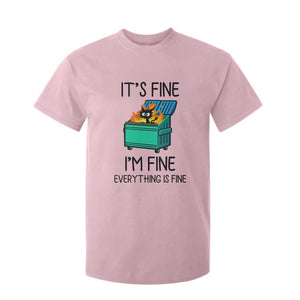 Funny It's Fine I'm Everything Is Fine T Shirt For Kid Black Cat Lil Dumpster Fire TS11 Light Pink Print Your Wear