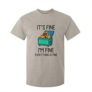 Funny It's Fine I'm Everything Is Fine T Shirt For Kid Black Cat Lil Dumpster Fire TS11 Sand Print Your Wear