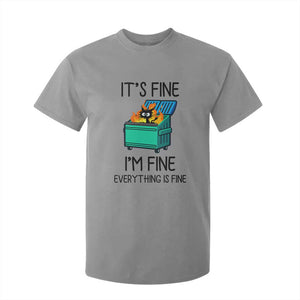 Funny It's Fine I'm Everything Is Fine T Shirt For Kid Black Cat Lil Dumpster Fire TS11 Sport Gray Print Your Wear