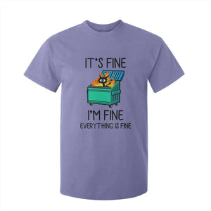 Funny It's Fine I'm Everything Is Fine T Shirt For Kid Black Cat Lil Dumpster Fire TS11 Violet Print Your Wear