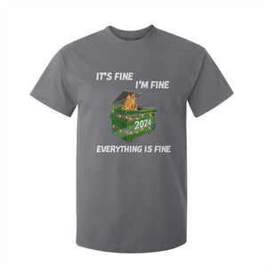 Funny It's Fine I'm Everything Is Fine 2024 T Shirt For Kid Lil Dumpster Fire TS11 Charcoal Print Your Wear