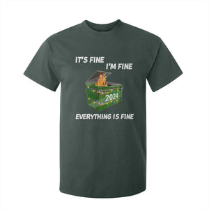 Funny It's Fine I'm Everything Is Fine 2024 T Shirt For Kid Lil Dumpster Fire TS11 Dark Forest Green Print Your Wear