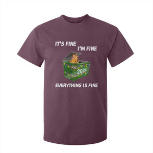 Funny It's Fine I'm Everything Is Fine 2024 T Shirt For Kid Lil Dumpster Fire TS11 Maroon Print Your Wear