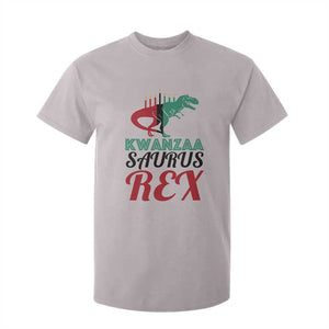 Kwanzaa Saurus Rex Kinara Candles Dinosaur T-rex African Heritage T Shirt For Kid TS11 Ice Gray Print Your Wear