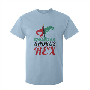 Kwanzaa Saurus Rex Kinara Candles Dinosaur T-rex African Heritage T Shirt For Kid TS11 Light Blue Print Your Wear