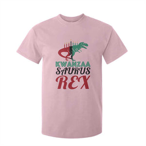 Kwanzaa Saurus Rex Kinara Candles Dinosaur T-rex African Heritage T Shirt For Kid TS11 Light Pink Print Your Wear