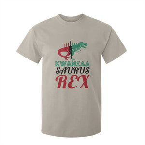 Kwanzaa Saurus Rex Kinara Candles Dinosaur T-rex African Heritage T Shirt For Kid TS11 Sand Print Your Wear