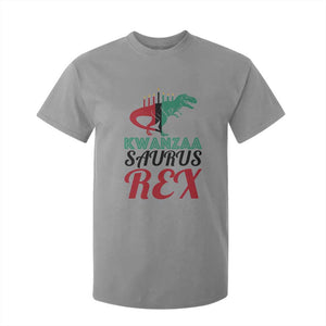 Kwanzaa Saurus Rex Kinara Candles Dinosaur T-rex African Heritage T Shirt For Kid TS11 Sport Gray Print Your Wear