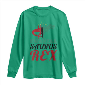 Kwanzaa Saurus Rex Kinara Candles Dinosaur T-rex African Heritage Long Sleeve Shirt TS11 Irish Green Print Your Wear