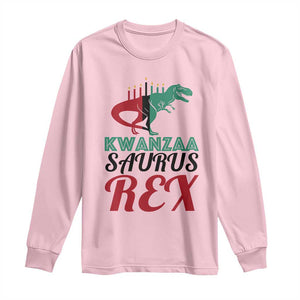 Kwanzaa Saurus Rex Kinara Candles Dinosaur T-rex African Heritage Long Sleeve Shirt TS11 Light Pink Print Your Wear