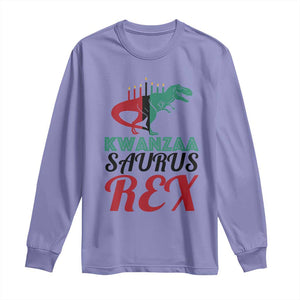 Kwanzaa Saurus Rex Kinara Candles Dinosaur T-rex African Heritage Long Sleeve Shirt TS11 Violet Print Your Wear