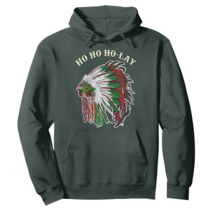 Funny Christmas Native American Hoodie Ho Ho Ho Lay Vintage War Bonnet TS11 Dark Forest Green Print Your Wear