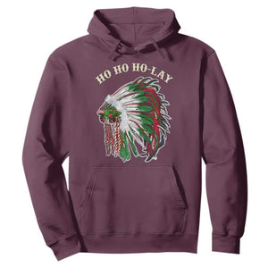 Funny Christmas Native American Hoodie Ho Ho Ho Lay Vintage War Bonnet TS11 Maroon Print Your Wear