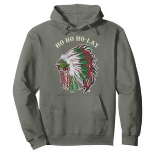 Funny Christmas Native American Hoodie Ho Ho Ho Lay Vintage War Bonnet TS11 Military Green Print Your Wear