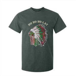 Funny Christmas Native American T Shirt For Kid Ho Ho Ho Lay Vintage War Bonnet TS11 Dark Forest Green Print Your Wear