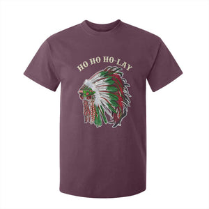 Funny Christmas Native American T Shirt For Kid Ho Ho Ho Lay Vintage War Bonnet TS11 Maroon Print Your Wear