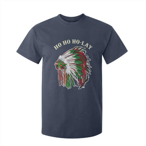 Funny Christmas Native American T Shirt For Kid Ho Ho Ho Lay Vintage War Bonnet TS11 Navy Print Your Wear