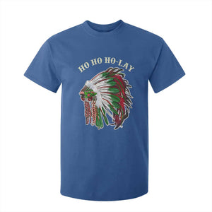 Funny Christmas Native American T Shirt For Kid Ho Ho Ho Lay Vintage War Bonnet TS11 Royal Blue Print Your Wear