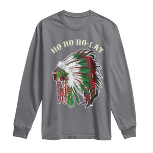 Funny Christmas Native American Long Sleeve Shirt Ho Ho Ho Lay Vintage War Bonnet TS11 Charcoal Print Your Wear