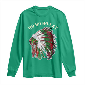 Funny Christmas Native American Long Sleeve Shirt Ho Ho Ho Lay Vintage War Bonnet TS11 Irish Green Print Your Wear