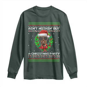 Funny Diddy Ain't Nothin' But A Christmas Party Long Sleeve Shirt TS11 Dark Forest Green Print Your Wear