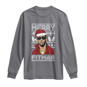 Funny Dirty Santa Diddy Merry Fitmas Long Sleeve Shirt TS11 Charcoal Print Your Wear