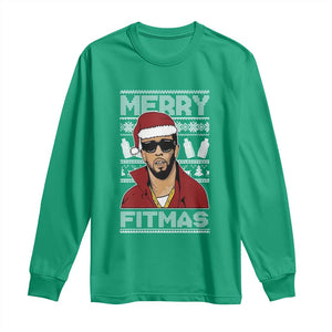 Funny Dirty Santa Diddy Merry Fitmas Long Sleeve Shirt TS11 Irish Green Print Your Wear