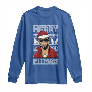 Funny Dirty Santa Diddy Merry Fitmas Long Sleeve Shirt TS11 Royal Blue Print Your Wear